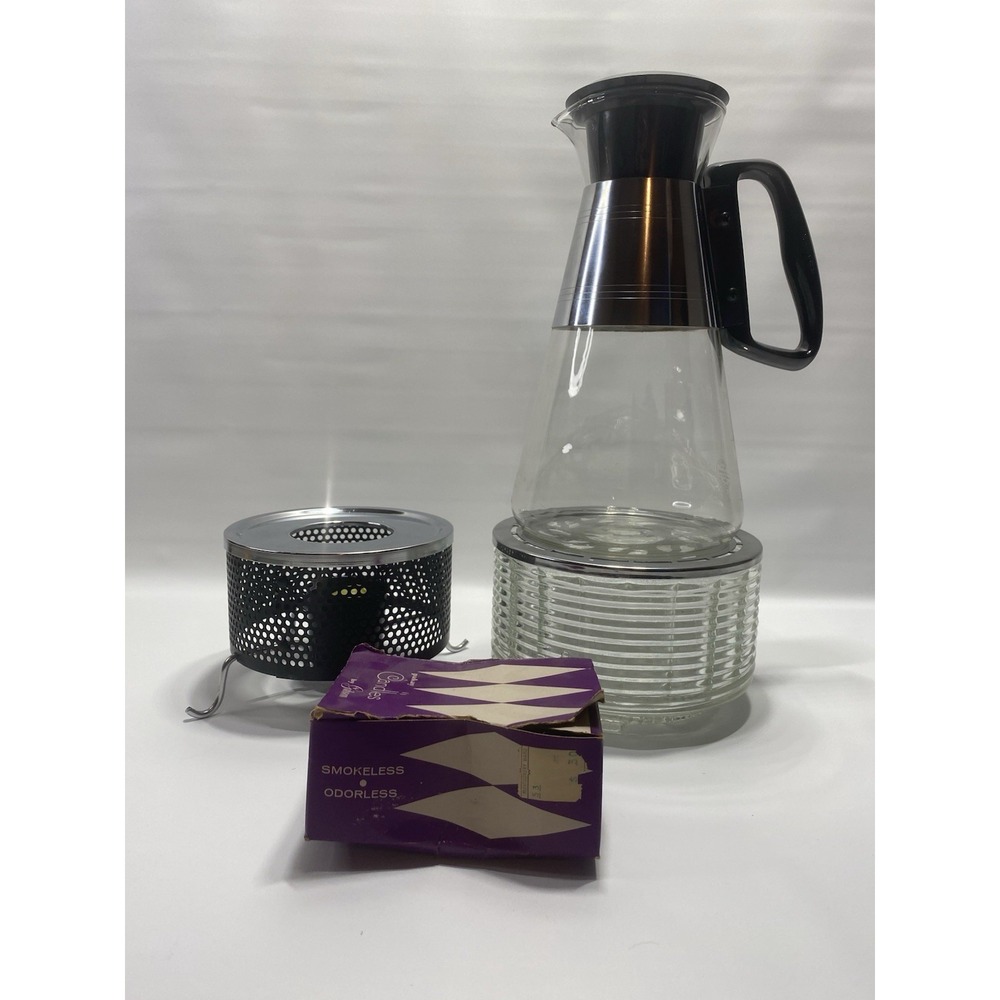 6 Cup Vintage Pyrex Silex Coffee Maker with 2  Coffee Warmers 1955